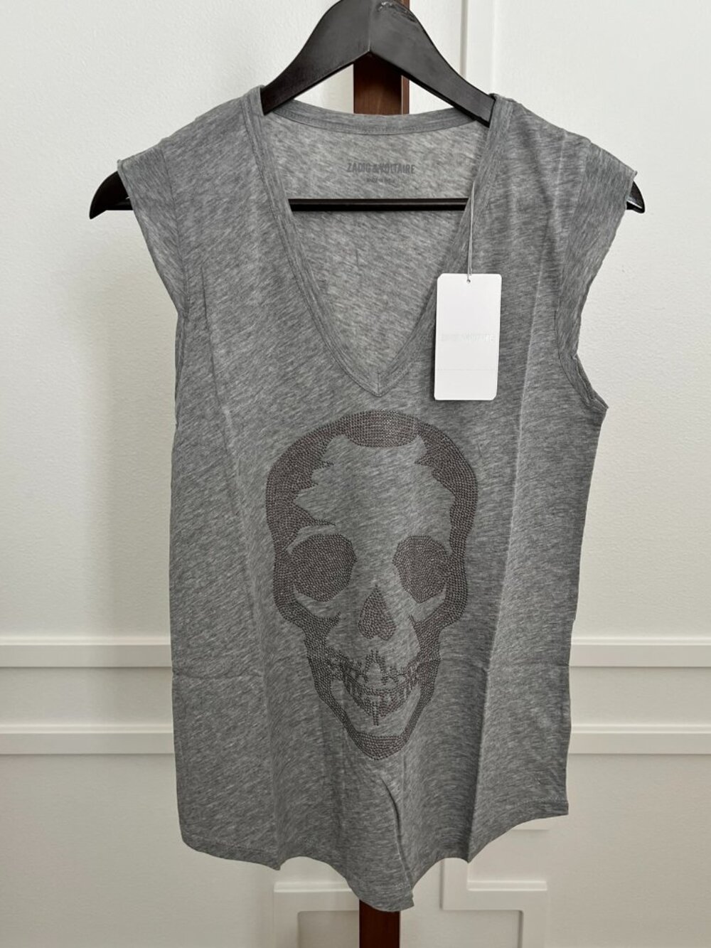 NWT - Zadig & Voltaire Brooklyn Strass T-shirts - Grey🩶